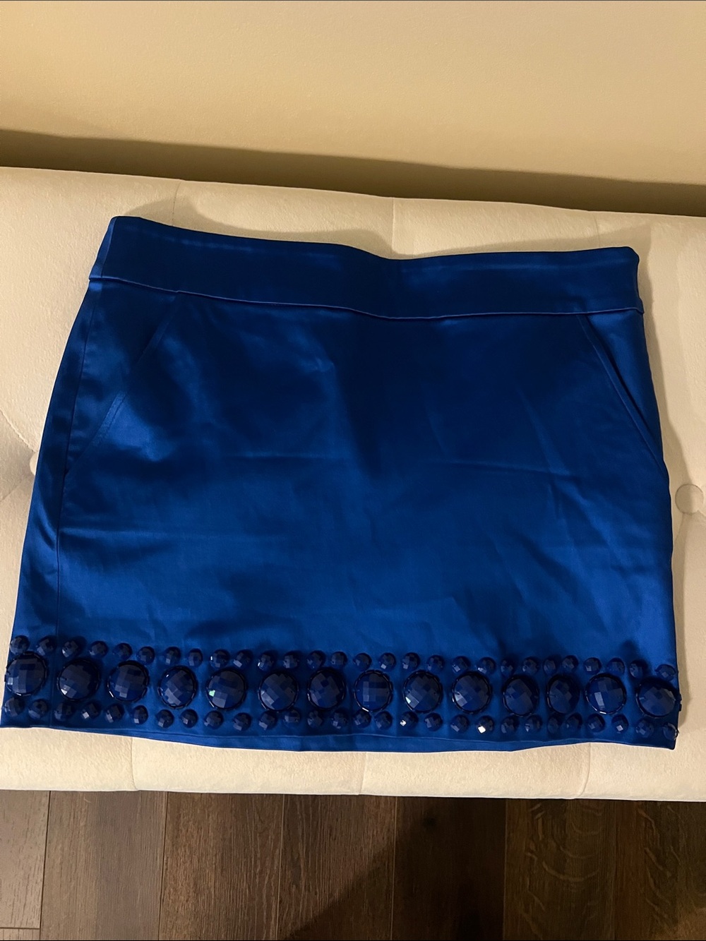 Marciano Royal Blue Jewel-Trim Mini Skirt